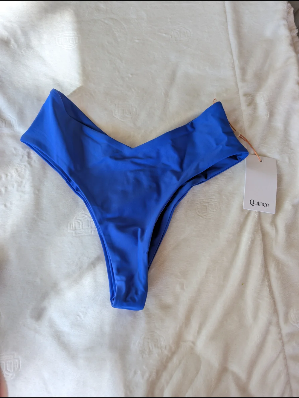 NWT Quince Women's Cobalt Blue V-Front Thong Bikini Bottom Size Small